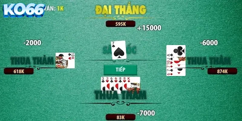 Giao diện bàn cược thể hiện sự căng thẳng qua từng lượt đánh bài